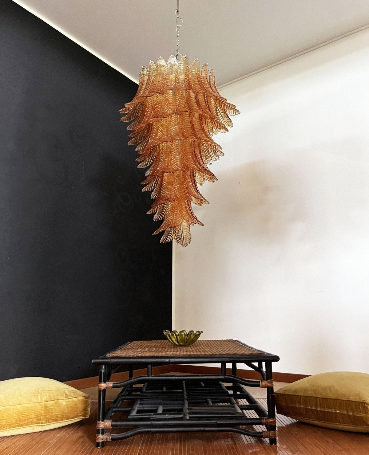 Elegant Rosalind Murano-Style Felci Amber Chandelier