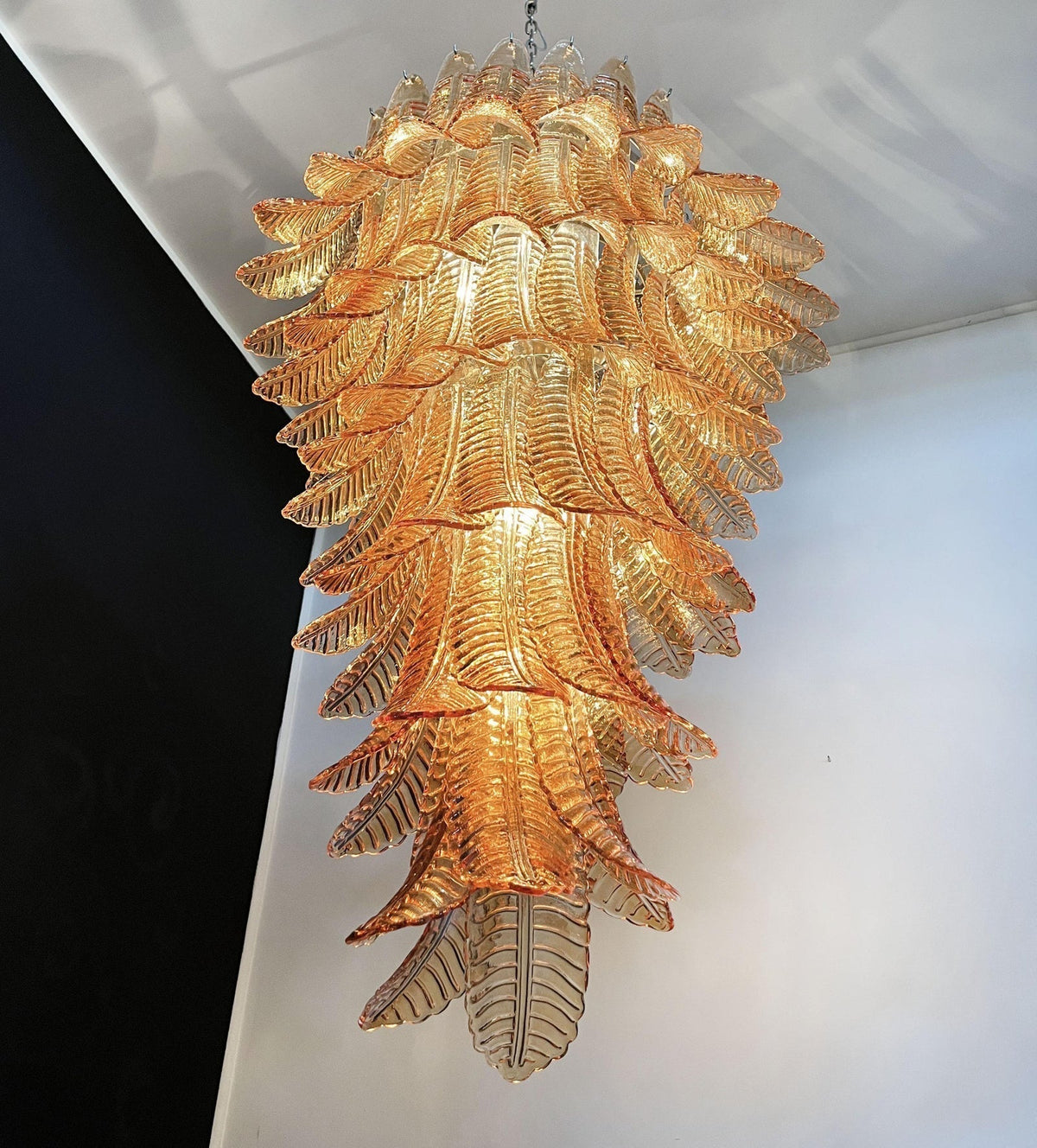 Elegant Rosalind Murano-Style Felci Amber Chandelier