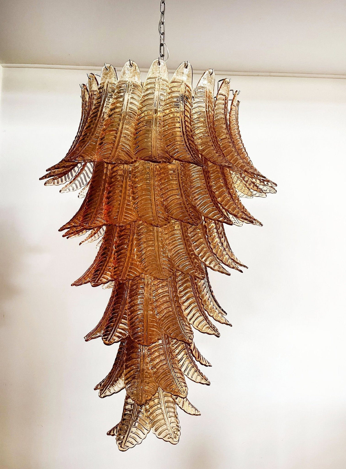 Elegant Rosalind Murano-Style Felci Amber Chandelier