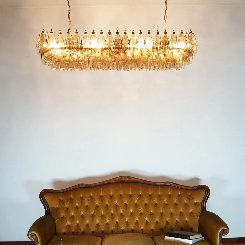 Elegant Smoked Murano-Style Poliedri Chandelier
