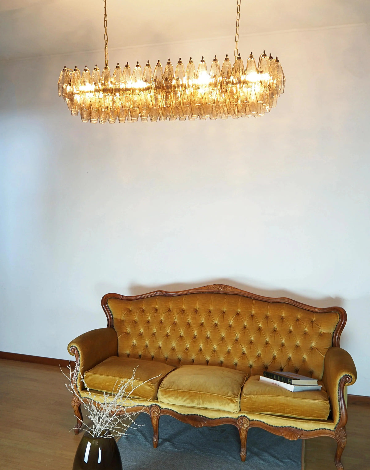 Elegant Smoked Murano-Style Poliedri Chandelier