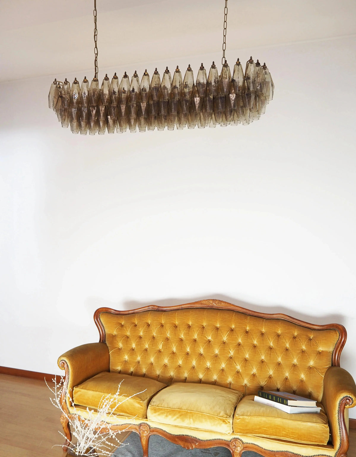 Elegant Smoked Murano-Style Poliedri Chandelier