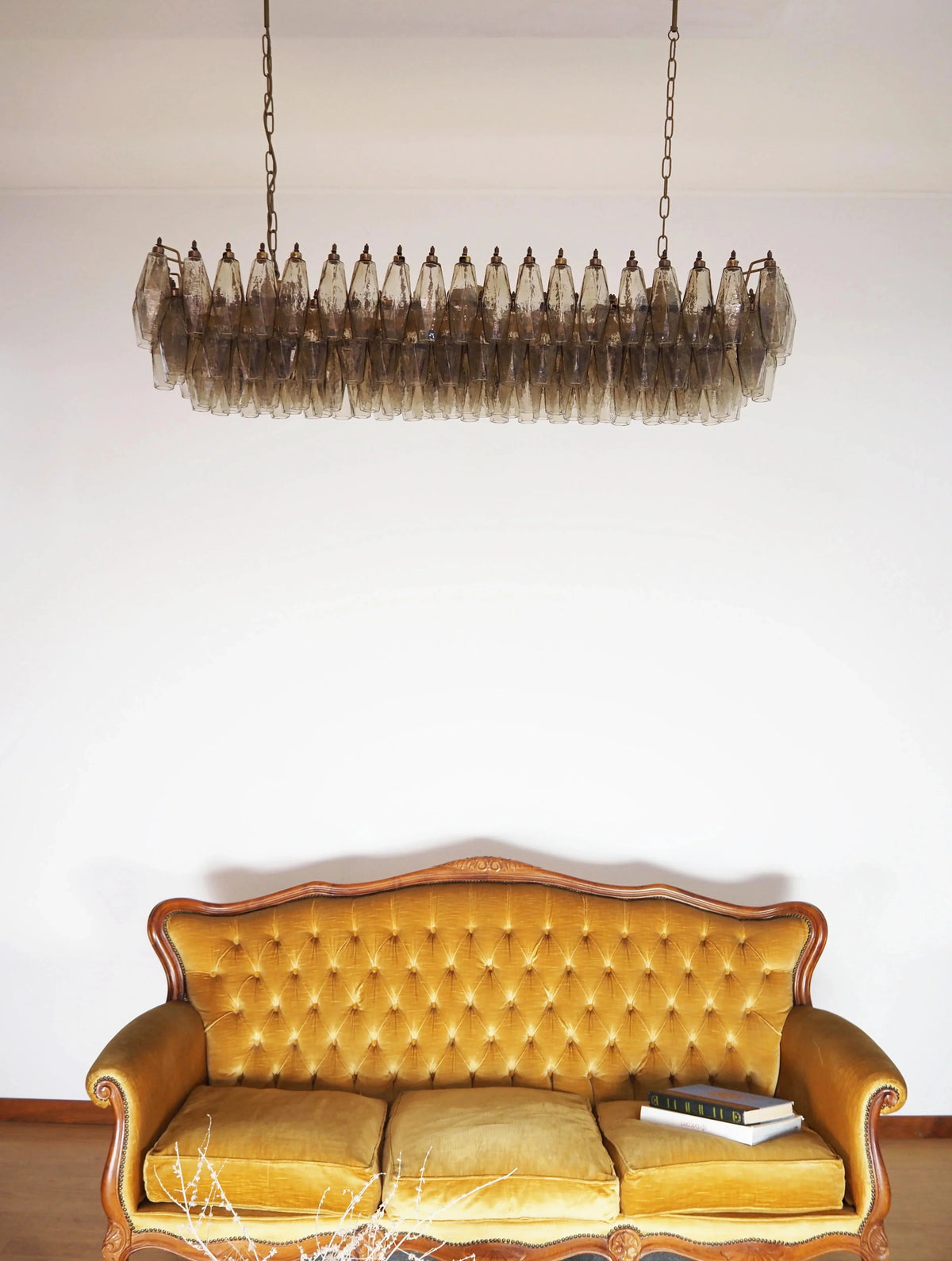 Elegant Smoked Murano-Style Poliedri Chandelier