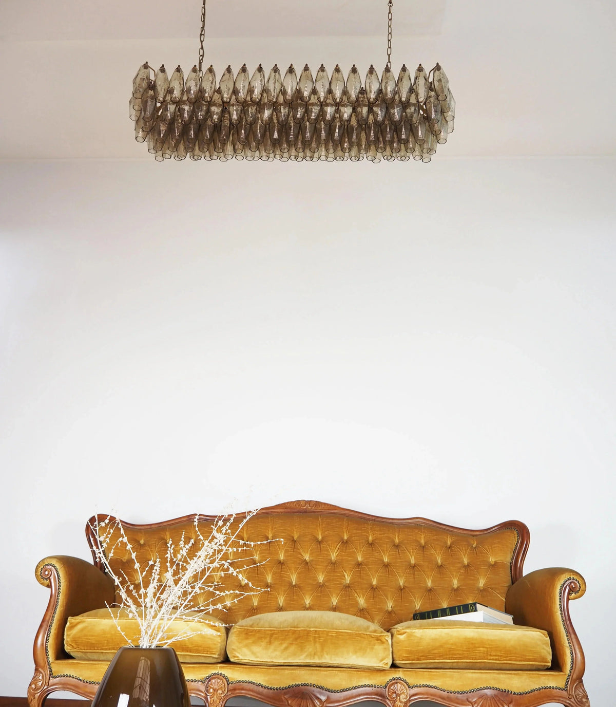 Elegant Smoked Murano-Style Poliedri Chandelier