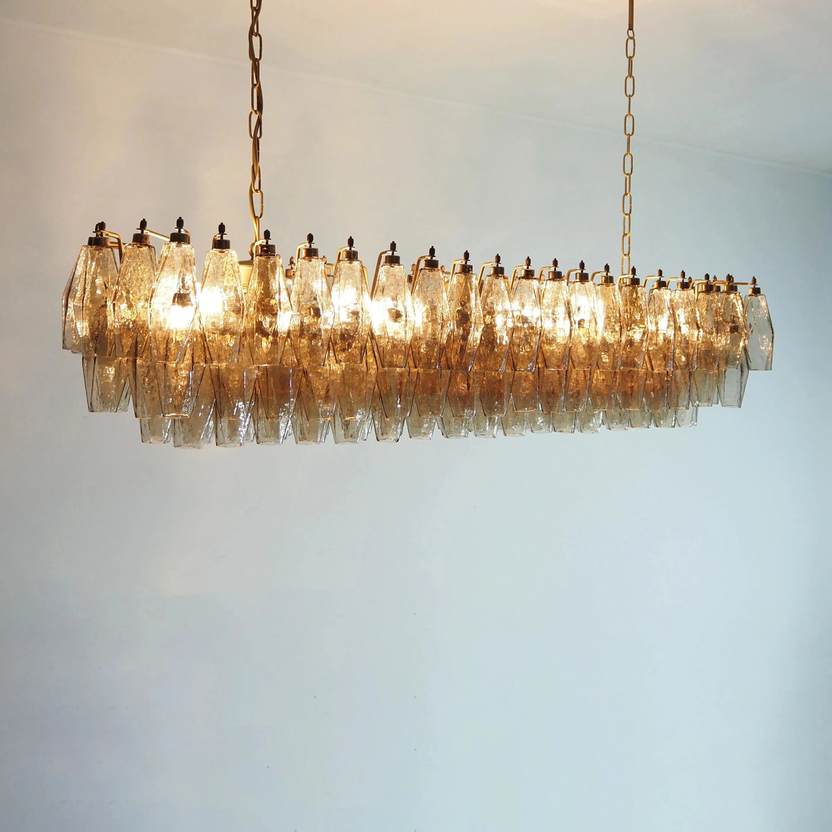 Elegant Smoked Murano-Style Poliedri Chandelier