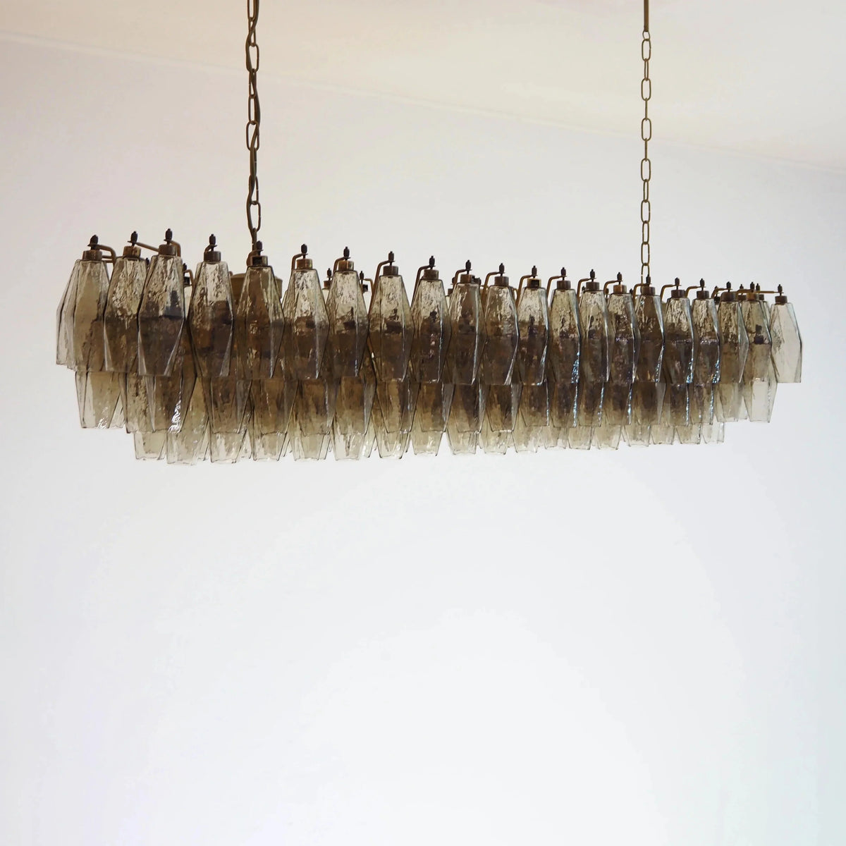 Elegant Smoked Murano-Style Poliedri Chandelier