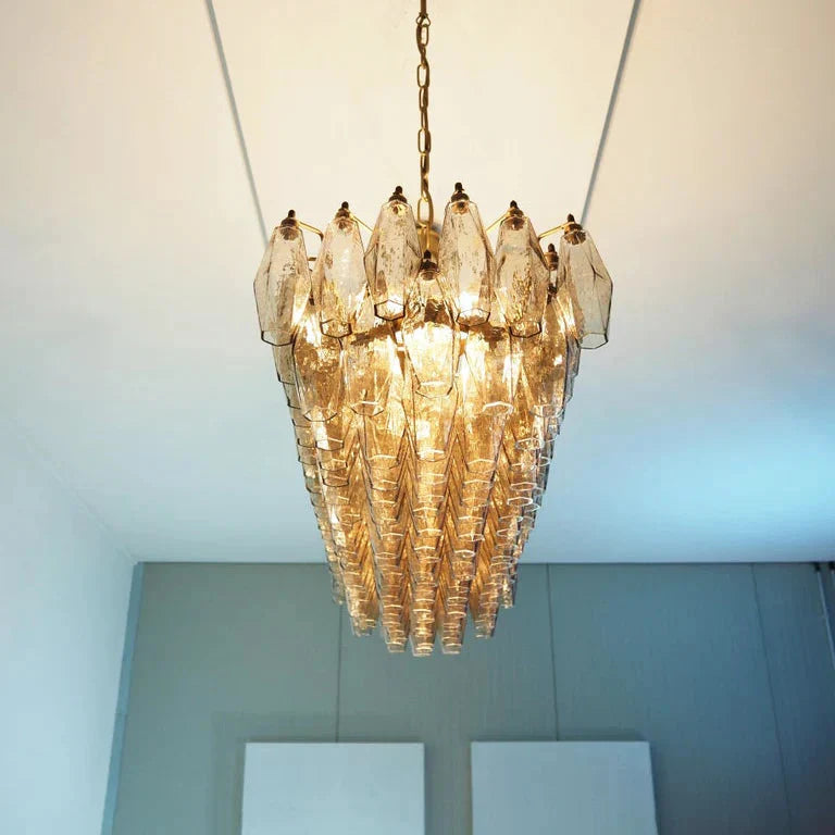 Elegant Smoked Murano-Style Poliedri Chandelier