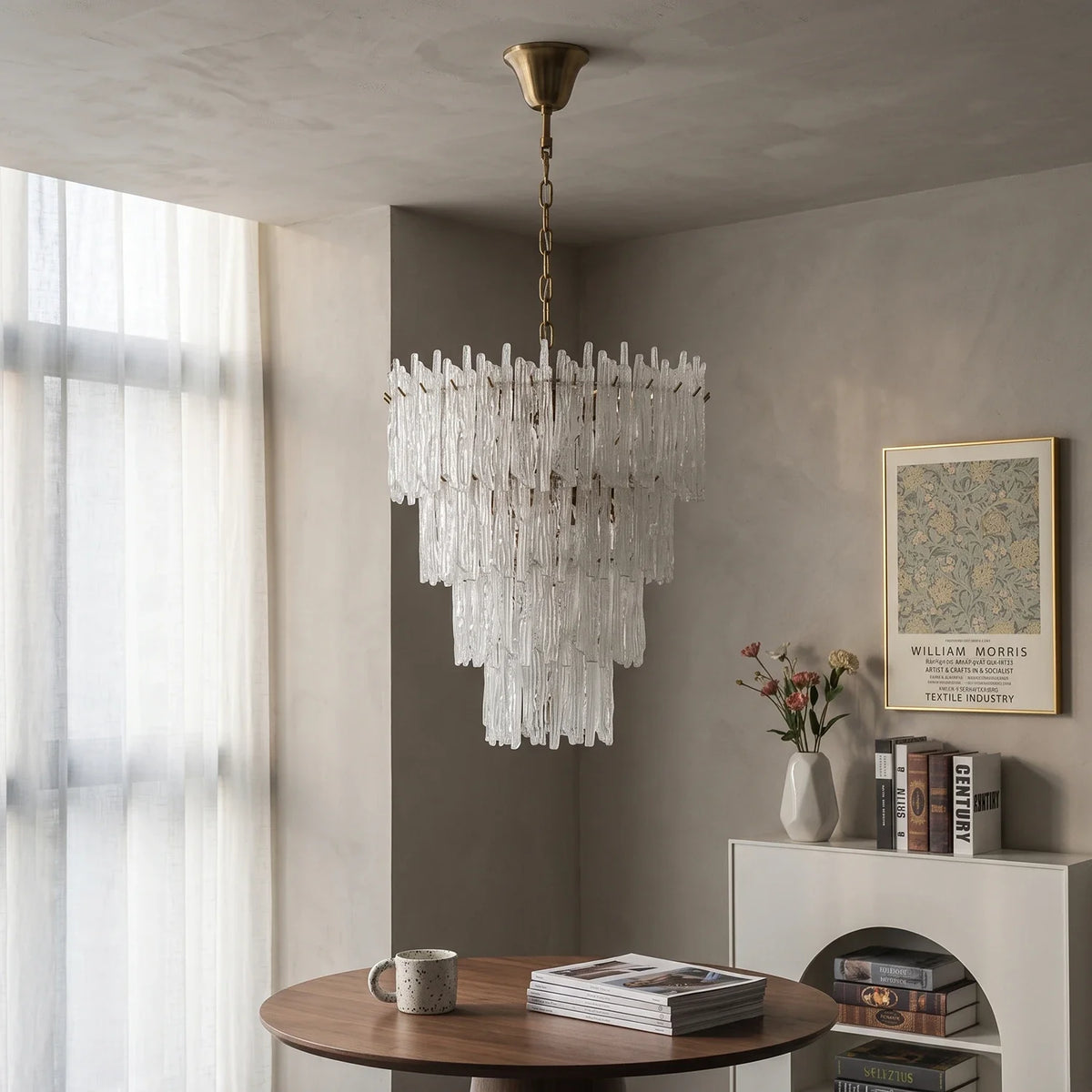 Modern Cascade Glass Chandelier