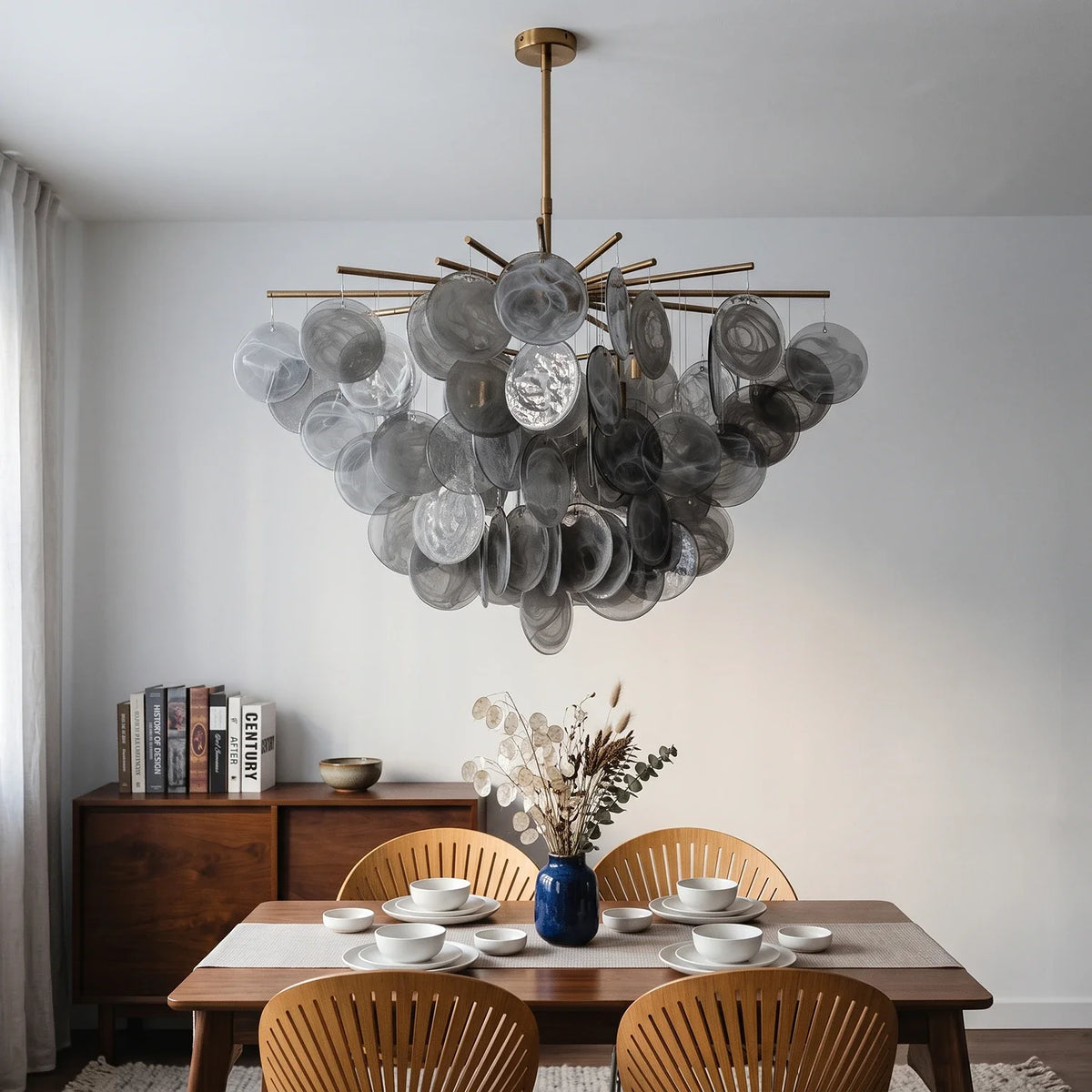 Modern Glass Disc Chandelier