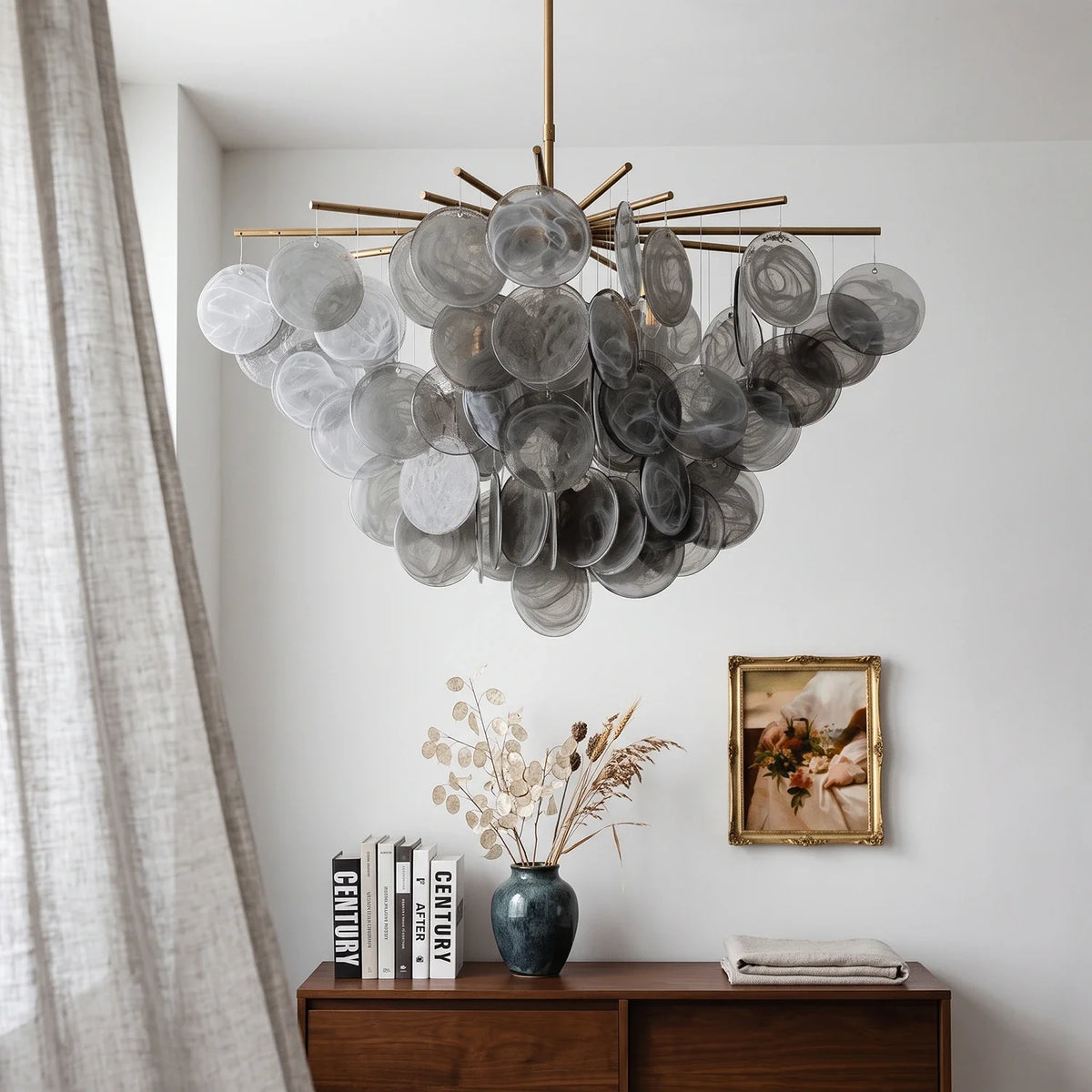 Modern Glass Disc Chandelier