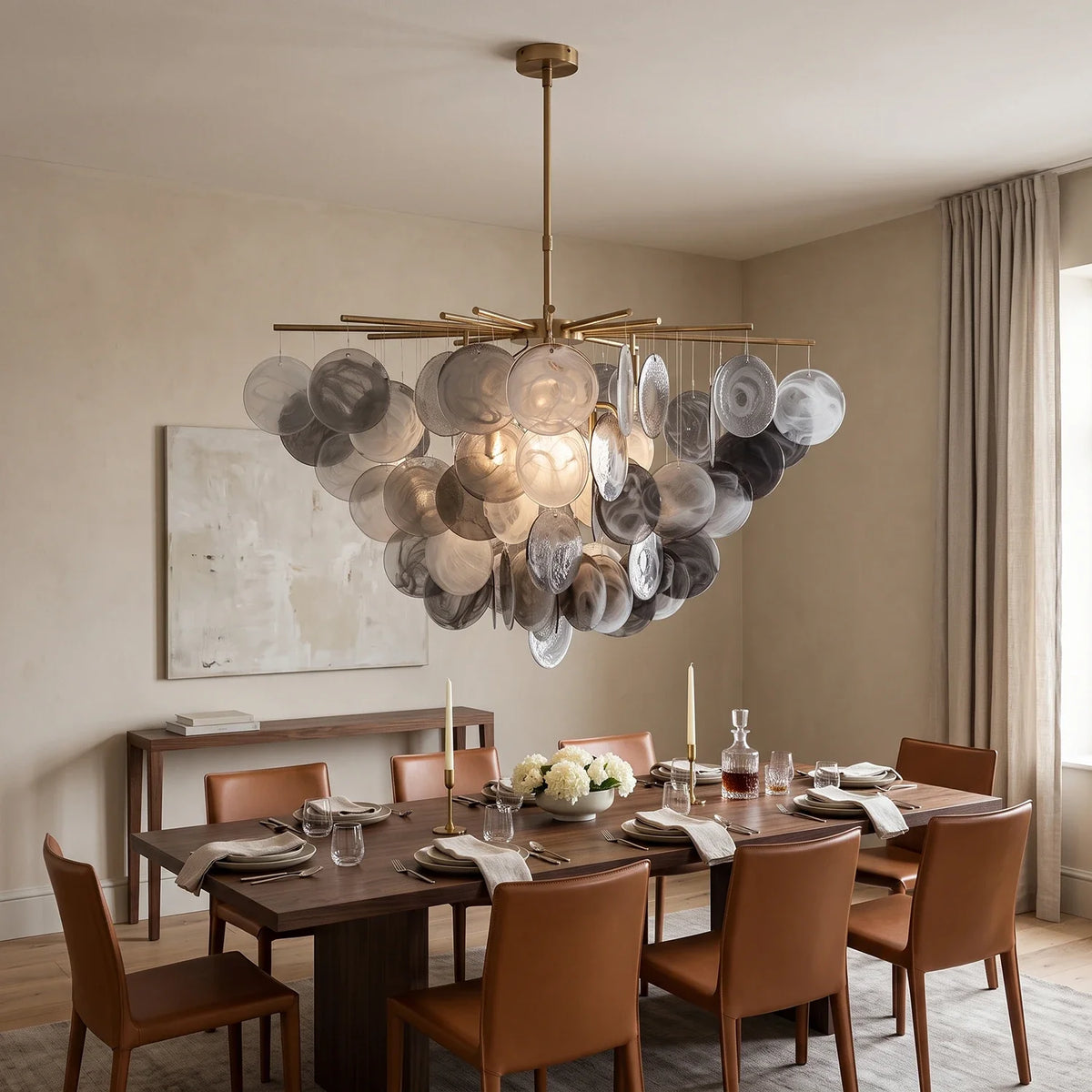 Modern Glass Disc Chandelier