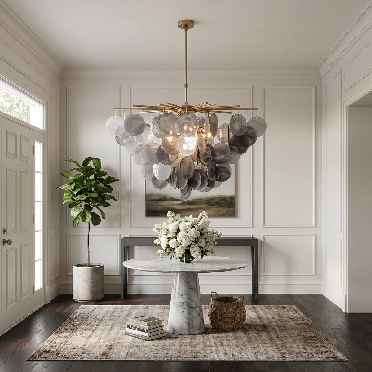 Modern Glass Disc Chandelier