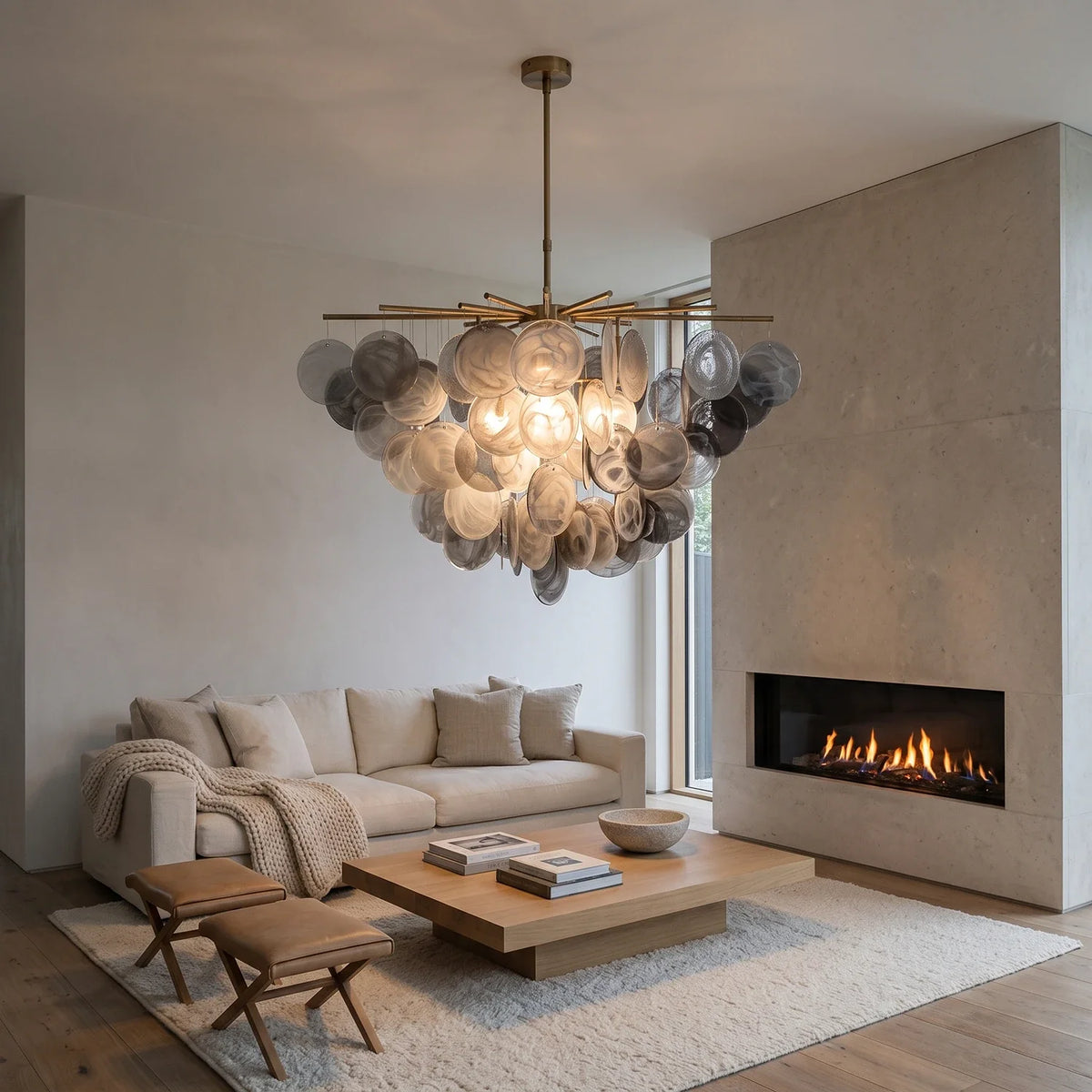 Modern Glass Disc Chandelier
