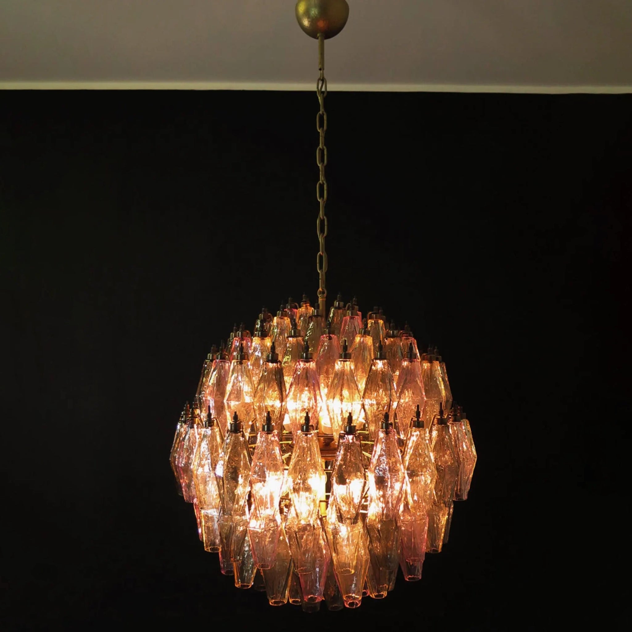 Verona Round Chandelier 24" - Multi 113 Glass Clear  and 27 Glass Blue