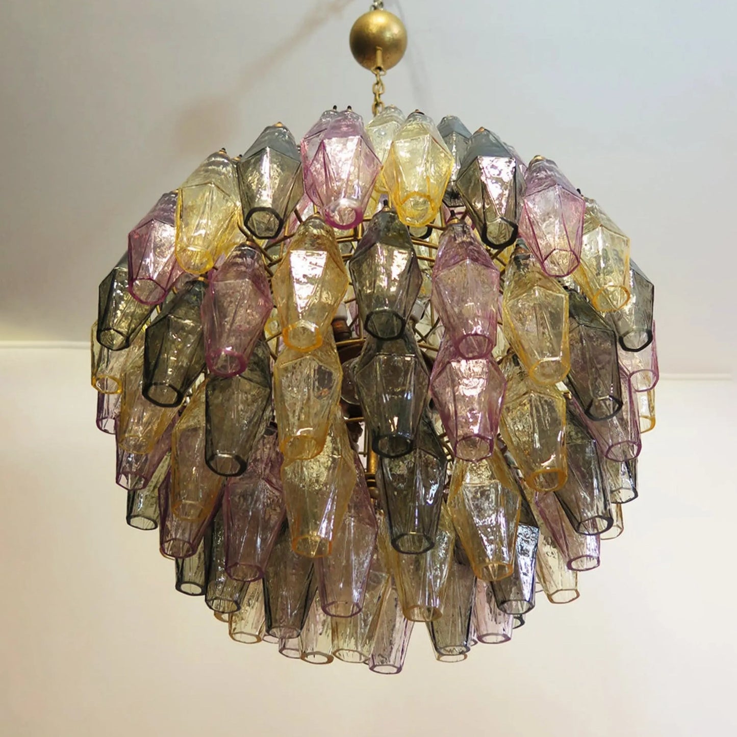 Verona Round Chandelier 24" - Multi 113 Glass Clear  and 27 Glass Blue