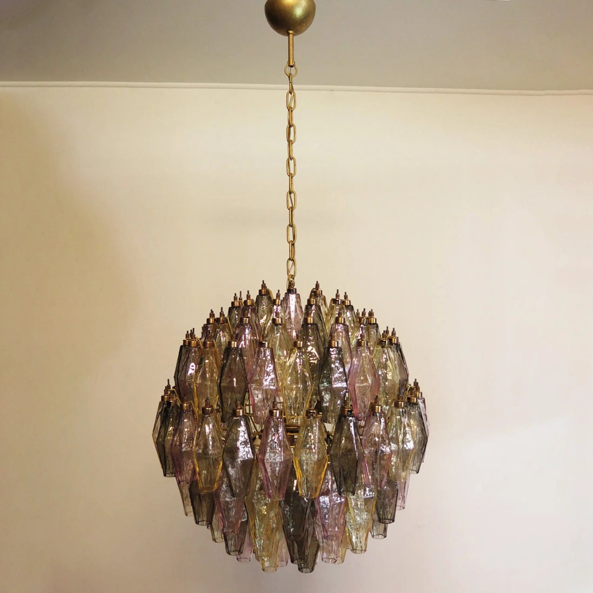 Verona Round Chandelier 24" - Multi 113 Glass Clear  and 27 Glass Blue