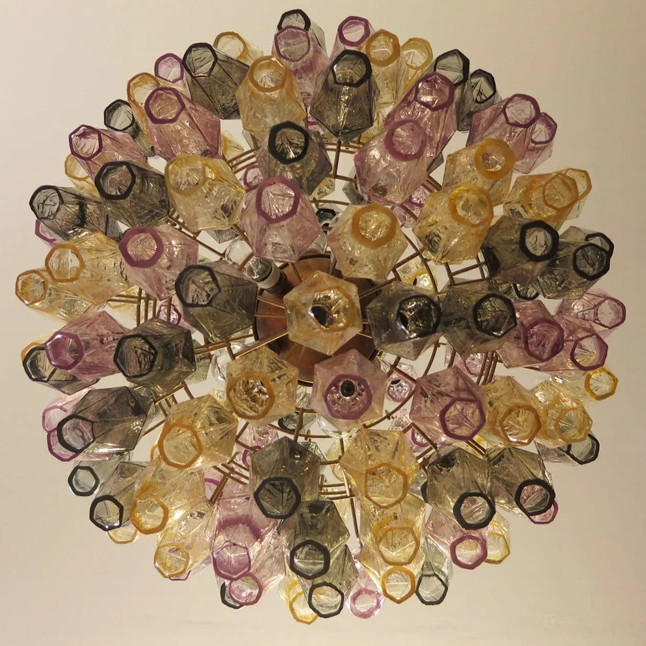 Verona Round Chandelier 24" - Multi 113 Glass Clear  and 27 Glass Blue