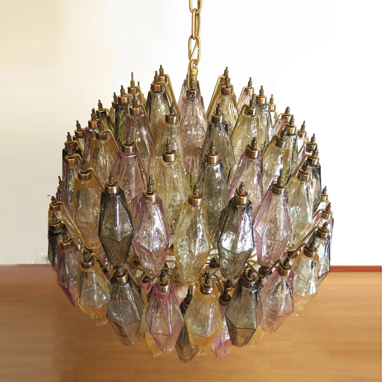 Verona Round Chandelier 24" - Multi 113 Glass Clear  and 27 Glass Blue