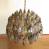 Verona Round Chandelier 24" - Multi 113 Glass Clear  and 27 Glass Blue