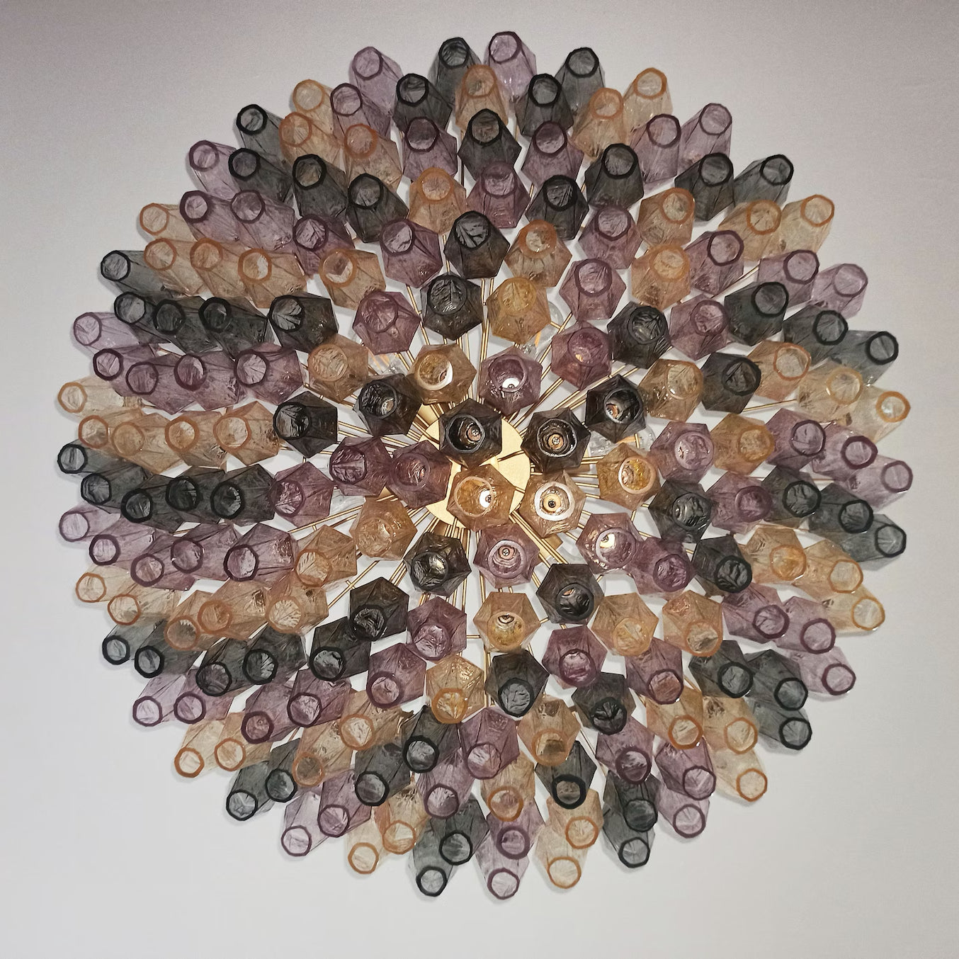 Verona Round Chandelier 35" - 185 glass – Multi Color Pink yellow and green