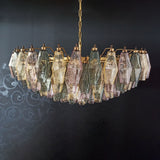 Verona Round Chandelier 35" - 185 glass – Multi Color Pink yellow and green