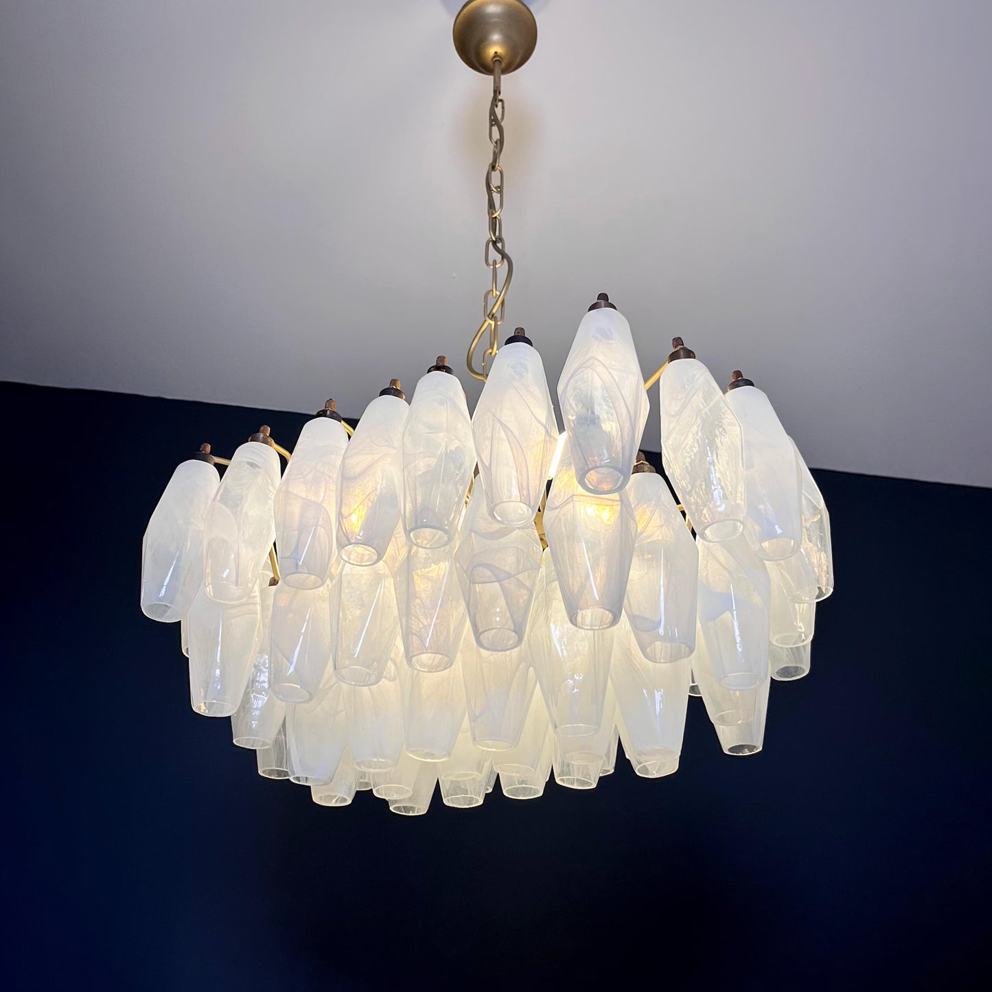 Verona White Alabaster Glass Rectangular Chandelier  22" – 56 glass