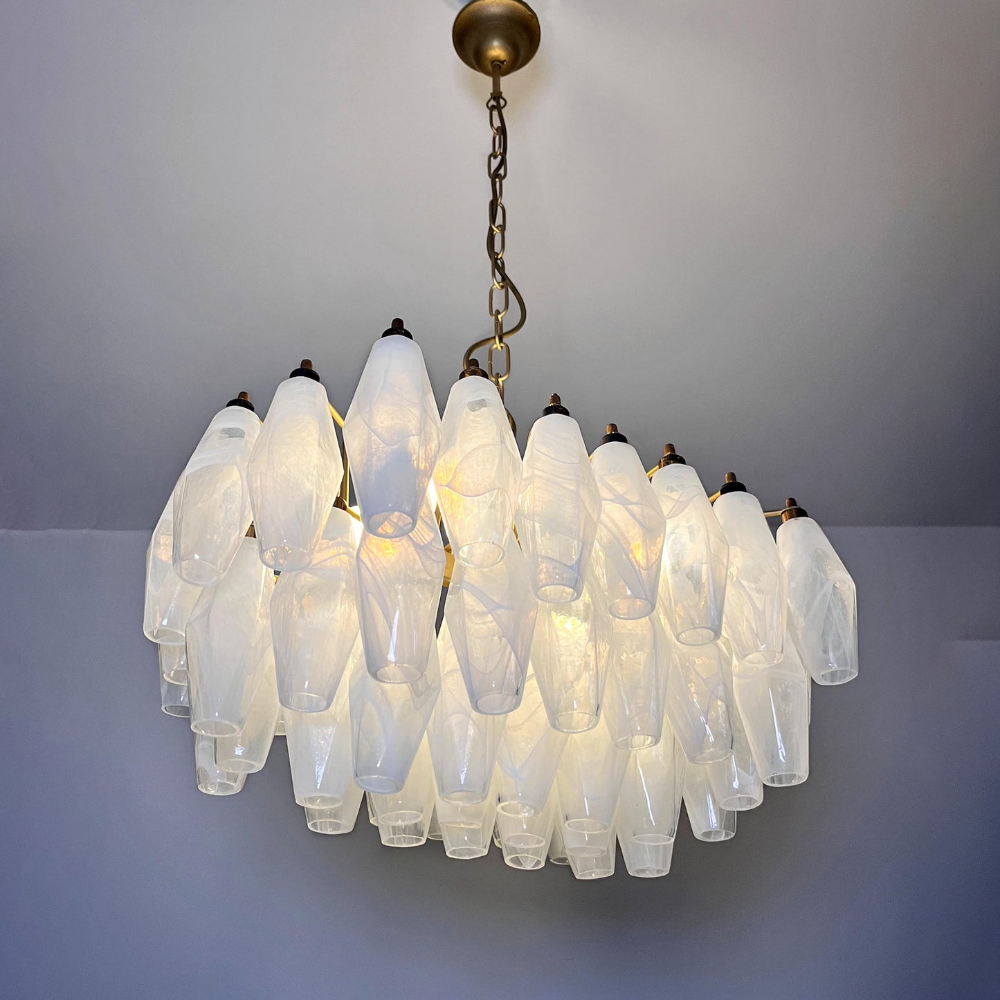 Verona White Alabaster Glass Rectangular Chandelier  22" – 56 glass