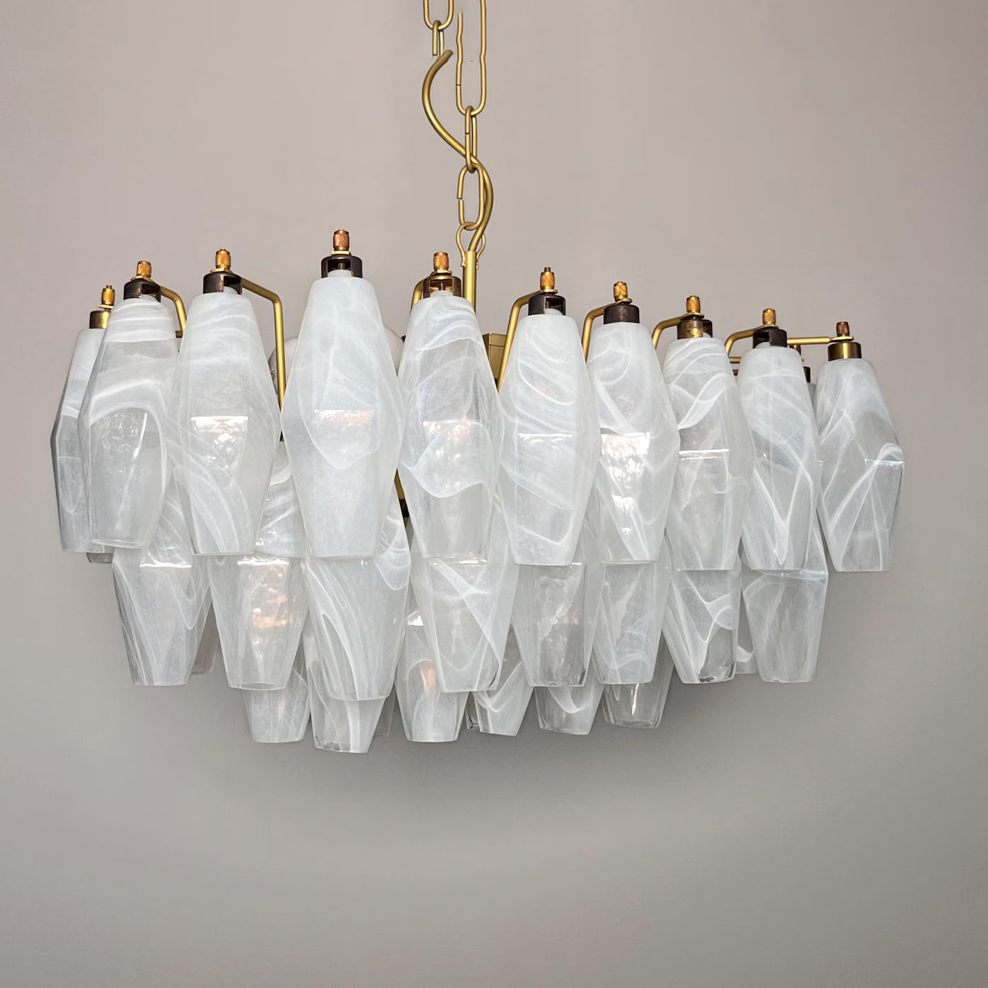Verona White Alabaster Glass Rectangular Chandelier  22" – 56 glass