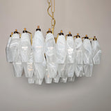 Verona White Alabaster Glass Rectangular Chandelier  22" – 56 glass