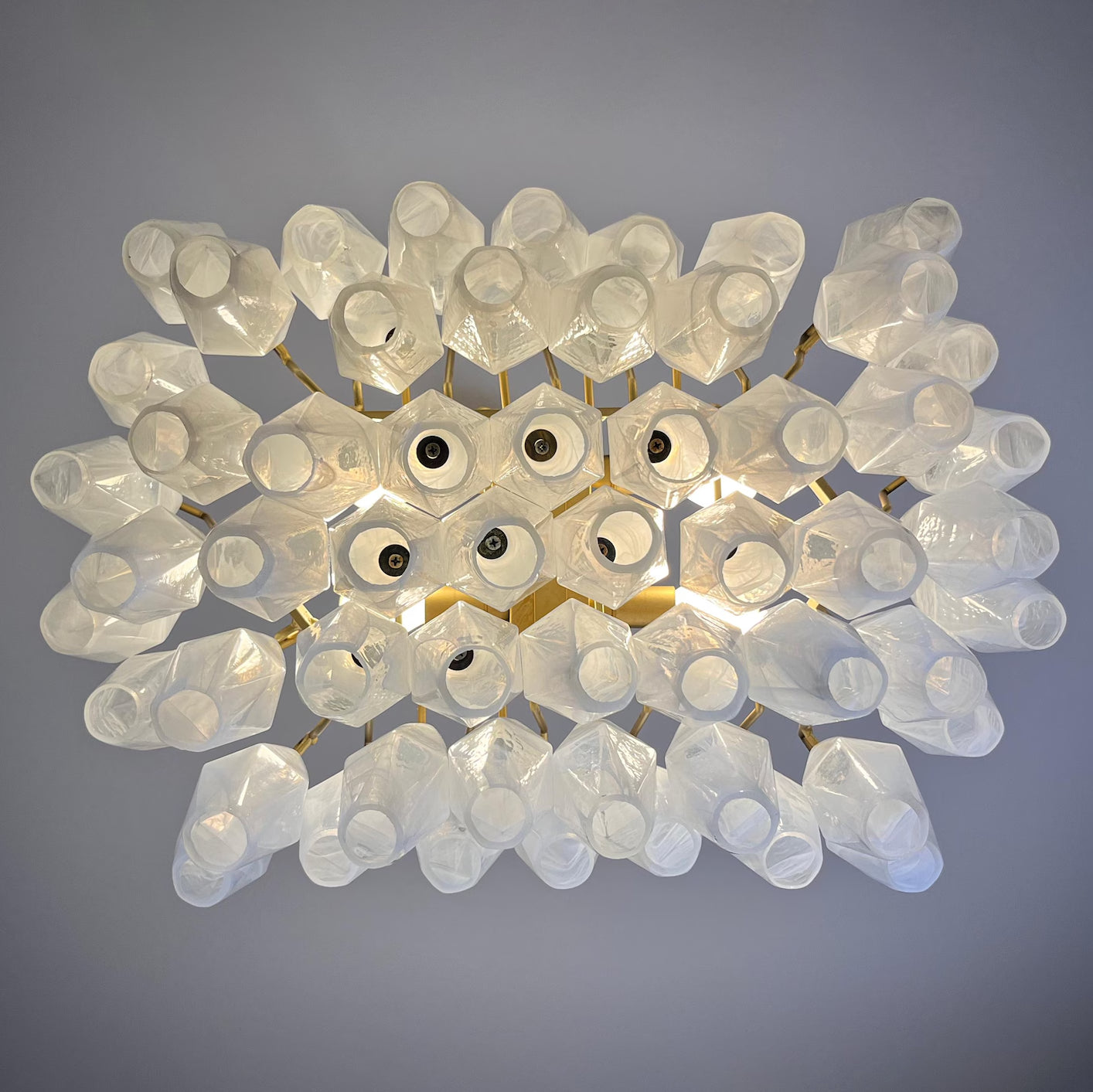Verona White Alabaster Glass Rectangular Chandelier  22" – 56 glass