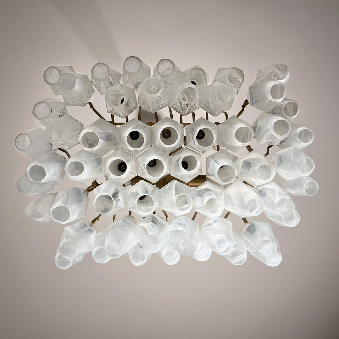 Verona White Alabaster Glass Rectangular Chandelier  22" – 56 glass