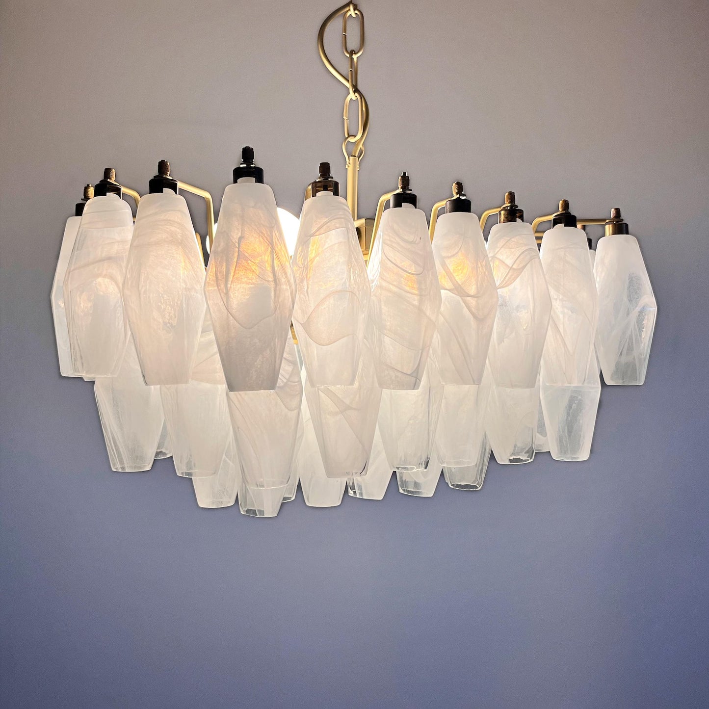Verona White Alabaster Glass Rectangular Chandelier  22" – 56 glass