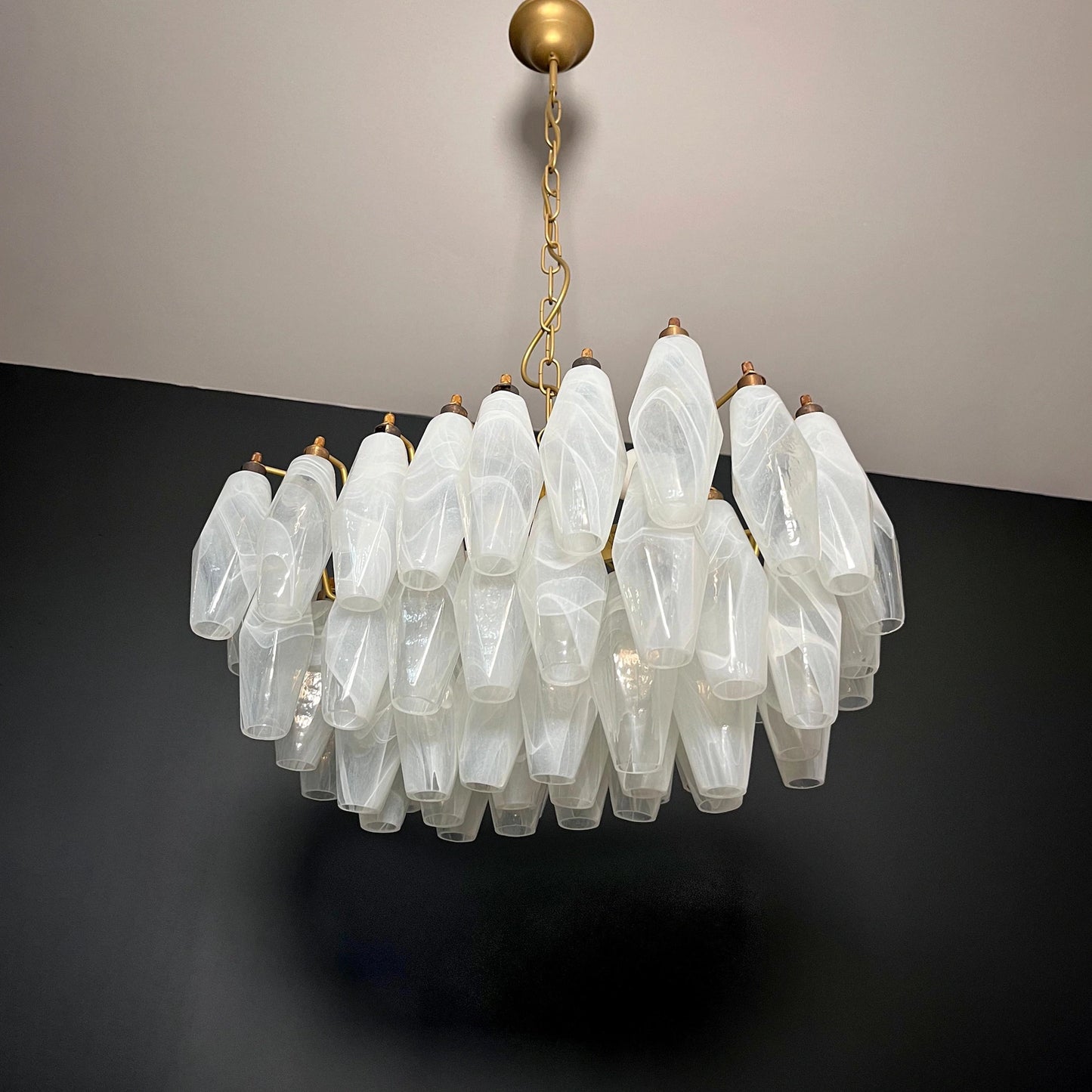 Verona White Alabaster Glass Rectangular Chandelier  22" – 56 glass
