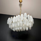 Verona White Alabaster Glass Rectangular Chandelier  22" – 56 glass