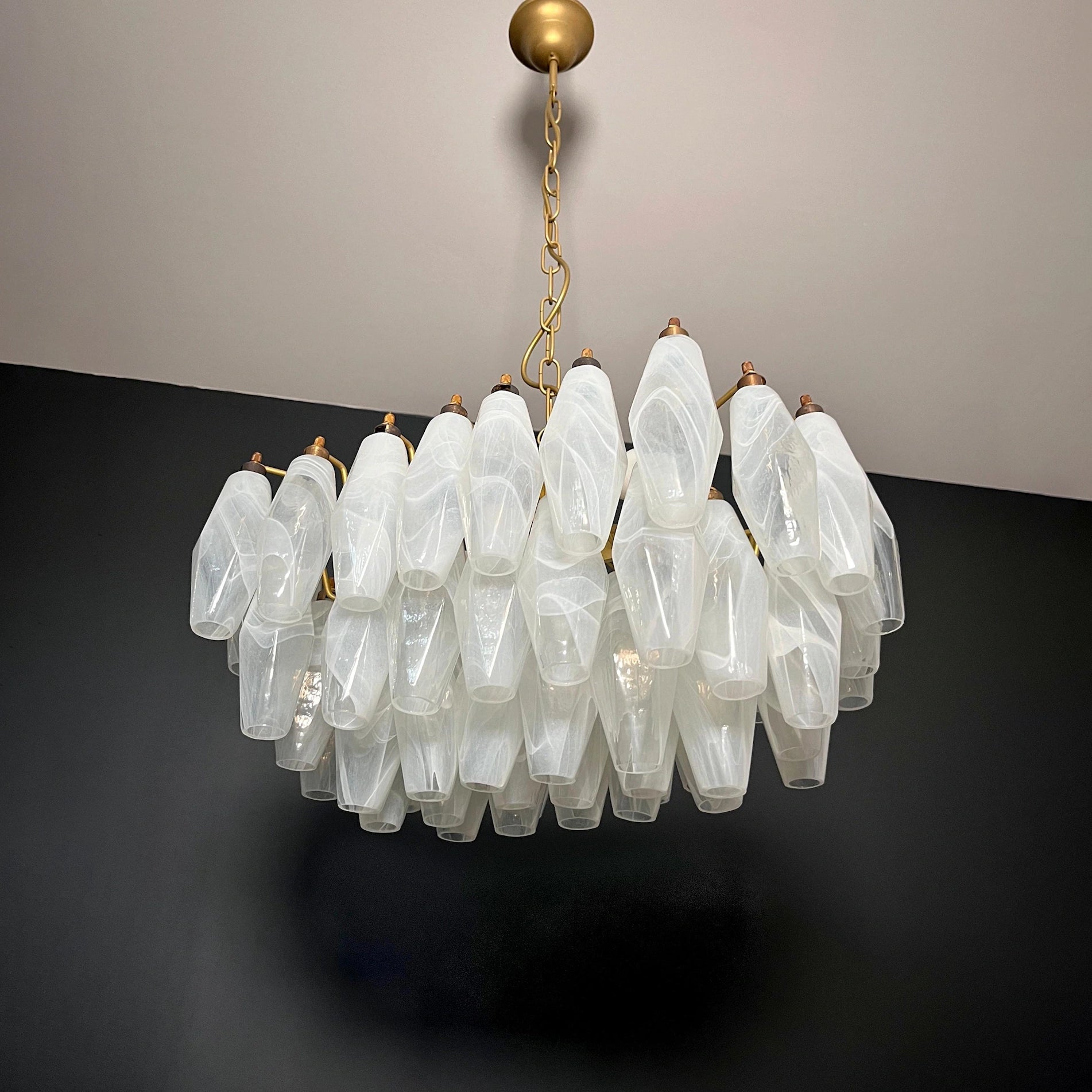 Verona White Alabaster Glass Rectangular Chandelier  22" – 56 glass