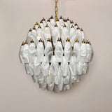 Verona White Alabaster Glass Round Multi-Tier Chandelier 24" – 140 glass