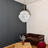 Verona White Alabaster Glass Round Multi-Tier Chandelier 24" – 140 glass