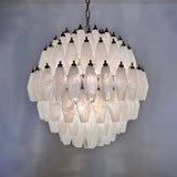 Verona White Alabaster Glass Round Multi-Tier Chandelier 24" – 140 glass