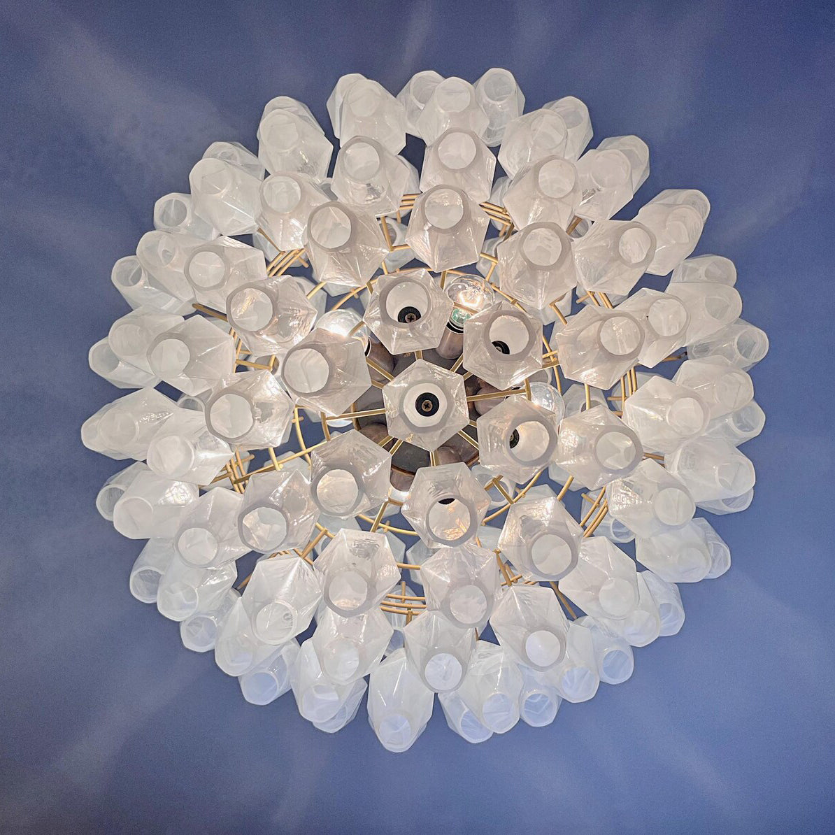 Verona White Alabaster Glass Round Multi-Tier Chandelier 24" – 140 glass