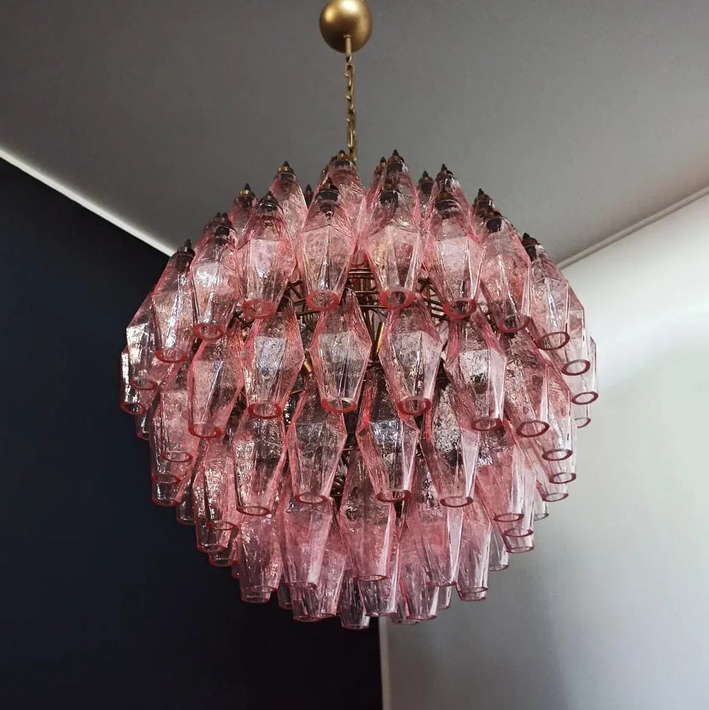 Verona Round Chandelier 24" - 140 Glass Pink