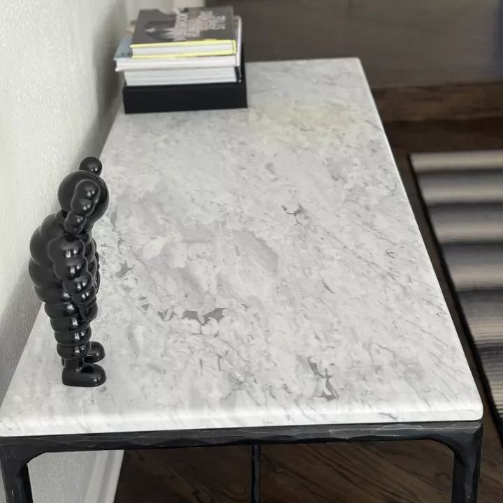 Hand Forged Metal Rectangle Marble Console Table 60" 72"