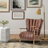 Hand Forged Metal Vintage Leather Armchair Cigar Chair