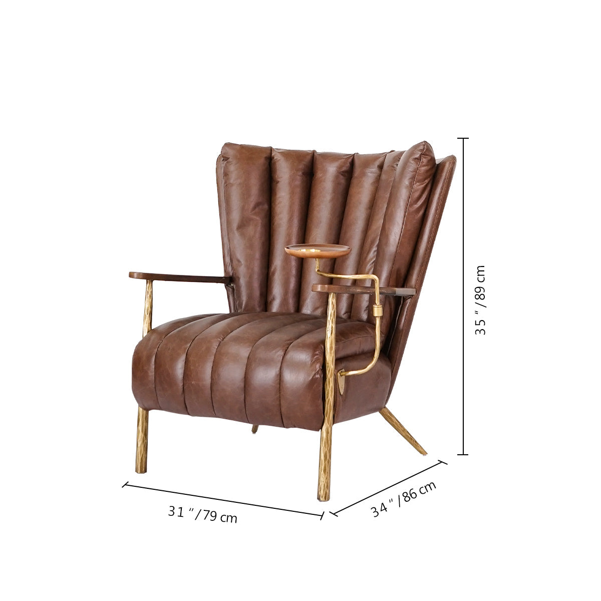 Hand Forged Metal Vintage Leather Armchair Cigar Chair