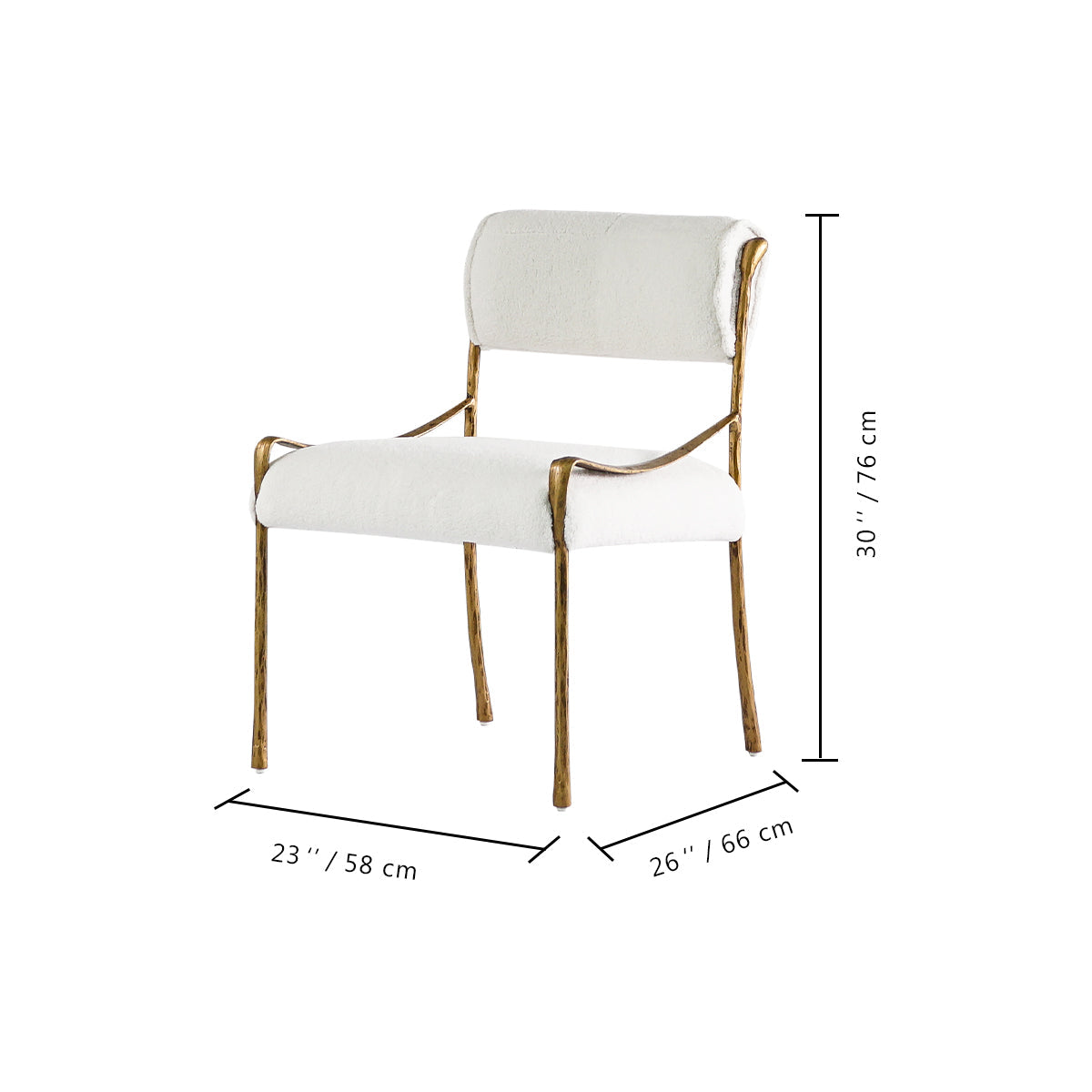 Hand Forged Metal Retro Copper Iron Frame Armless Dining Chair