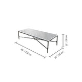 Hand Forged Metal Rectangle Marble Coffee Table
