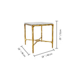 Hand-Forged Metal Mabrble Square Side Table 18" 22" Overhang O