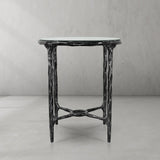 Hand-Forged Metal Glass Round Side Table 18" 22"