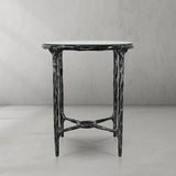 Hand-Forged Metal Glass Round Side Table 3 Leg 24"D
