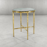 Hand-Forged Metal Glass Round Side Table 18" 22"