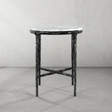 Hand Forged Metal Round Marble Side Table 18" 22"